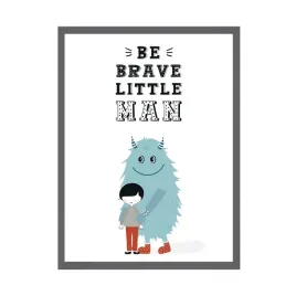 plakat-dzieciece-be-brave-little-man-24x30-cm-ramka-kamienna-szarosc