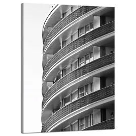 obraz-na-plotnie-architektura-balkony-50x70-cm-miasto-szarosc-budynek-okna