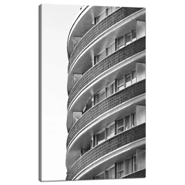obraz-na-plotnie-architektura-balkony-60x100-cm-miasto-szarosc-budynek-okna
