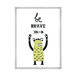 plakat-dzieciece-napis-be-brave-potworki-24x30-cm-ramka-srebrna