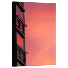 obraz-na-plotnie-rozowe-niebo-zachod-slonca-budynek-80x120