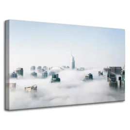 obraz-na-plotnie-architektura-drapacz-chmur-80x50-usa-niebo-mgla-wiezowce