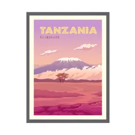 plakat-panstwa-tanzania-afryka-kilimandzaro-24x30-cm-ramka-szara