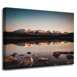 obraz-na-plotnie-natura-krajobraz-gory-staw-40x30-szczyty-wschod-slonca