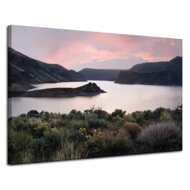obraz-na-plotnie-natura-gory-woda-niebo-kwiaty-rosliny-120x80