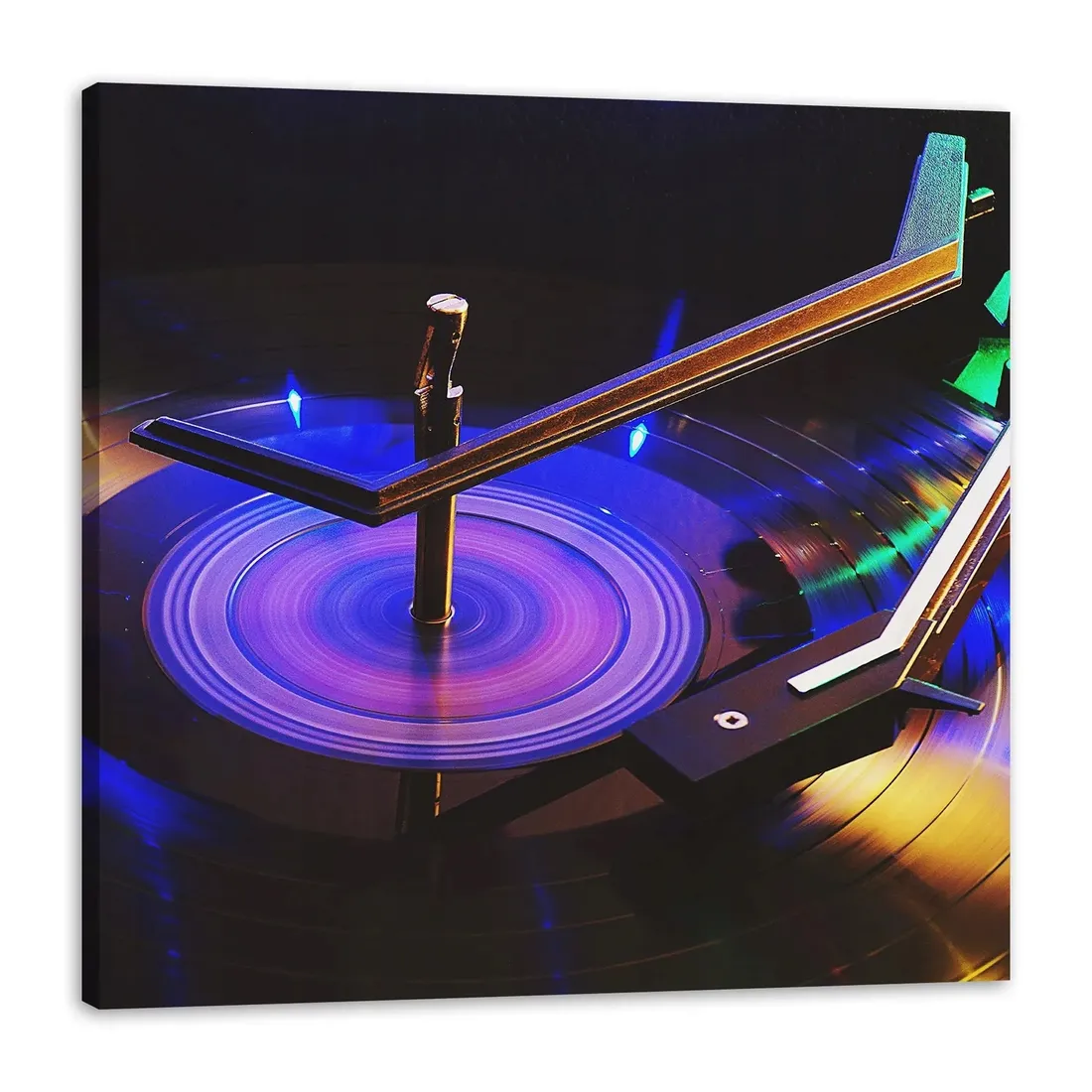obraz-na-plotnie-muzyka-gramofon-led-90x90-stan-nowy