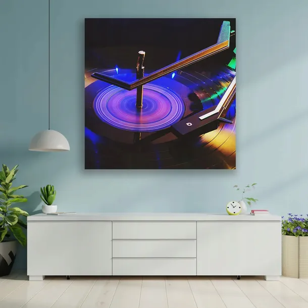 obraz-na-plotnie-muzyka-gramofon-led-90x90-sposob-wykonania-druk-cyfrowy