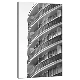 obraz-na-plotnie-architektura-balkony-70x120-cm-miasto-szarosc-budynek-okna
