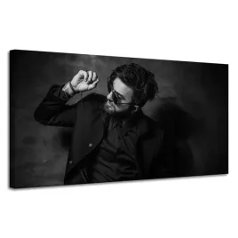 obraz-na-plotnie-czarno-biale-mezczyzna-120x60-cm-w-koszuli-i-okularach