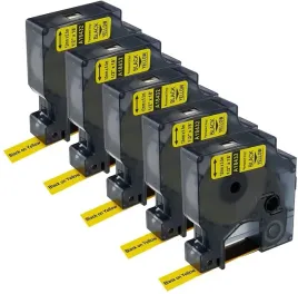 5x-tasma-winylowa-188432-do-dymo-rhino-zolto-czarne-12mmx55m-zamiennik