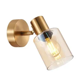 lampa-scienna-sufitowa-mosiezna-szklany-bursztynowy-klosz-reflektor-italux