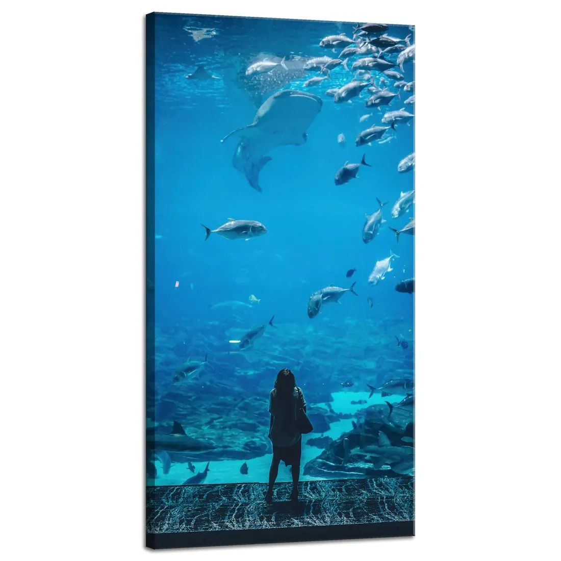 obraz-na-plotnie-ludzie-akwarium-40x80-cm-stan-nowy
