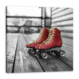 obraz-na-plotnie-vintage-czerwone-wrotki-retro-style-50x50-cm