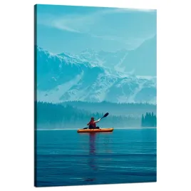 obraz-na-plotnie-mezczyzna-na-kajaku-gory-woda-przyroda-80x120-cm