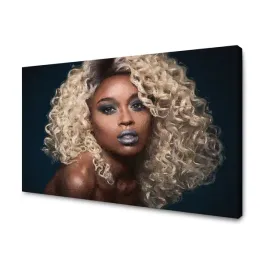 obraz-na-plotnie-czarna-kobieta-blond-wlosy-loki-120x70-cm