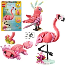 lego-creator-31170-dzikie-zwierzeta-rozowy-flaming-papuga-kakadu-aksolotl
