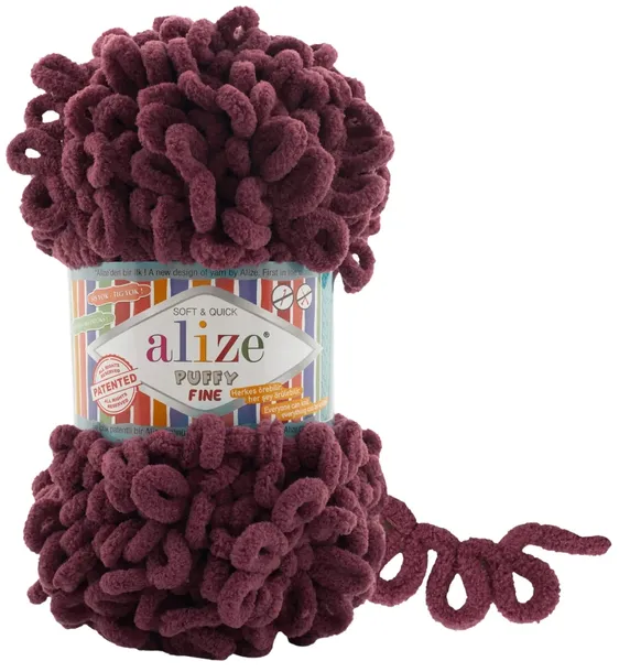 Włóczka Alize Puffy Fine - 956 BURGUNDOWY - 14,5m/100g 100% Mikropoliester