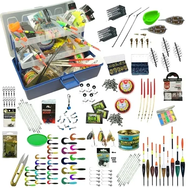 zestaw SKRZYNKA WĘDKARSKA + 307 akcesoriów spławik feeder grunt spinning
