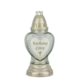 znicz-kochanej-corce-26-cm-bialy-dp319-znicz-z-dedykacja-zdobiony-brokat