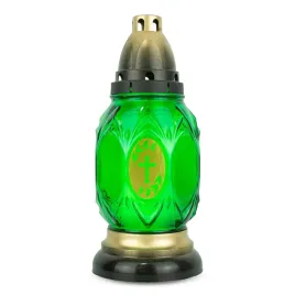 znicz-szklany-26-cm-zielony-dp736-znicz-na-grob-z-krzyzem-i-wkladem