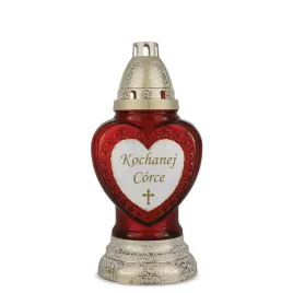 znicz-kochanej-corce-26-cm-czerwony-dp319-znicz-z-dedykacja-zdobiony
