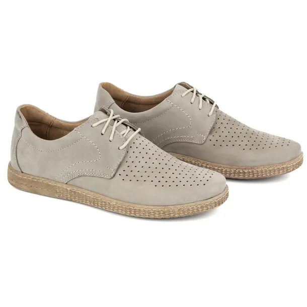 Buty męskie skórzane przewiewne Casual 933/L/2 szare 42