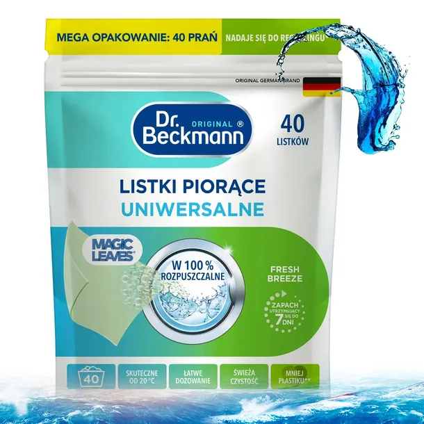 Dr. Beckmann MAGIC LEAVES Chusteczki Listki Piorące do Prania Uniwersal x40
