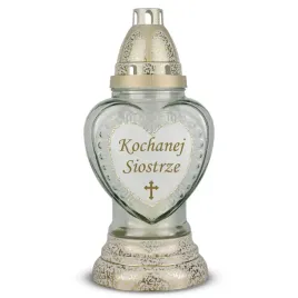znicz-kochanej-siostrze-26-cm-bialy-dp319-znicz-z-dedykacja-zdobiony