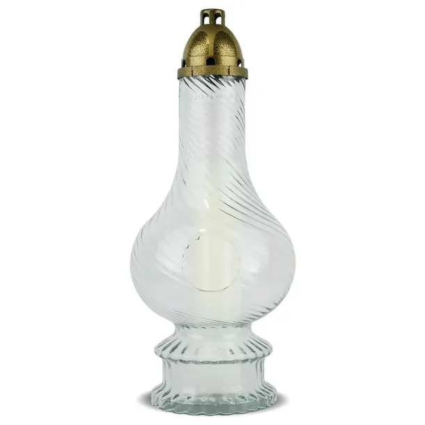 Znicz Lampa Bardzo Duża 55 cm Biały Znicz Szklany Ekskluzywny z Wkładem