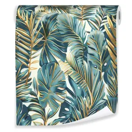 tapeta-liscie-zielone-tropikalne-na-flizelinie-sciane-salon-sypialnia-rolka