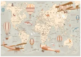 fototapeta-dla-dzieci-mapa-swiata-zwierzeta-tapeta-na-sciane-350x250