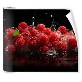 fototapeta-do-kuchni-zmywalna-maliny-woda-czarna-tapeta-wodoodporna-250x60