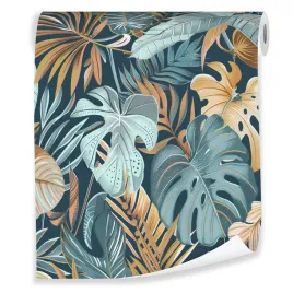 tapeta-liscie-tropikalne-monstera-na-flizelinie-sciane-salon-sypialnia