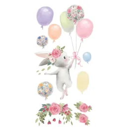 naklejki-na-sciane-dla-dzieci-dziewczynki-kroliczki-balony-duze-180x90