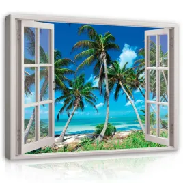 obraz-okno-3d-widok-natura-morze-plaza-palmy-na-plotnie-sciane-duzy-120x80