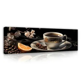 obraz-kawa-filizanka-do-kuchni-nowoczesny-na-plotnie-sciane-kuchenny-145x45