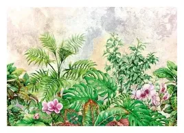 fototapeta-liscie-paproci-monstera-beton-312x219