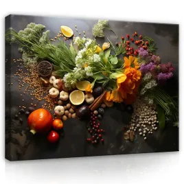 obraz-do-kuchni-przyprawy-ziola-kuchenny-na-plotnie-sciane-duzy-60x40