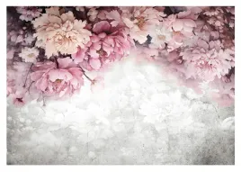 fototapeta-kwiaty-wiszace-piwonie-duze-mur-beton-tapeta-na-sciane-368x254