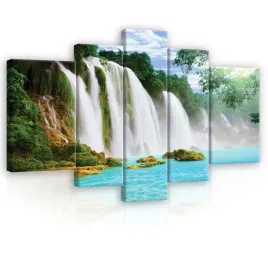obraz-5-czesciowy-wodospad-natura-na-plotnie-sciane-sypialnia-salon-170x100