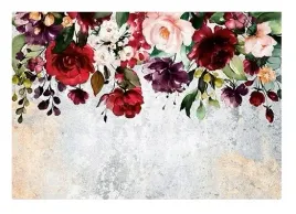 fototapeta-kwiaty-wiszace-roze-mur-tapeta-scienna-sypialnia-salon-368x254