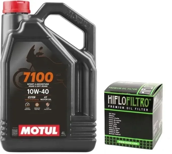 Olej Motul 7100 10W40 4L + Filtr Oleju Hiflo HF145 4T Raptor XTZ tenere Tdm