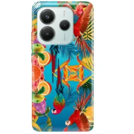 etui-do-xiaomi-redmi-note-14-5g-clear-case-liscie-tropikalne-kwiaty-wzory