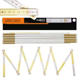 neo-tool-miara-skladana-drewniana-2m-bialozolta-obustronna-podzialka-74-020