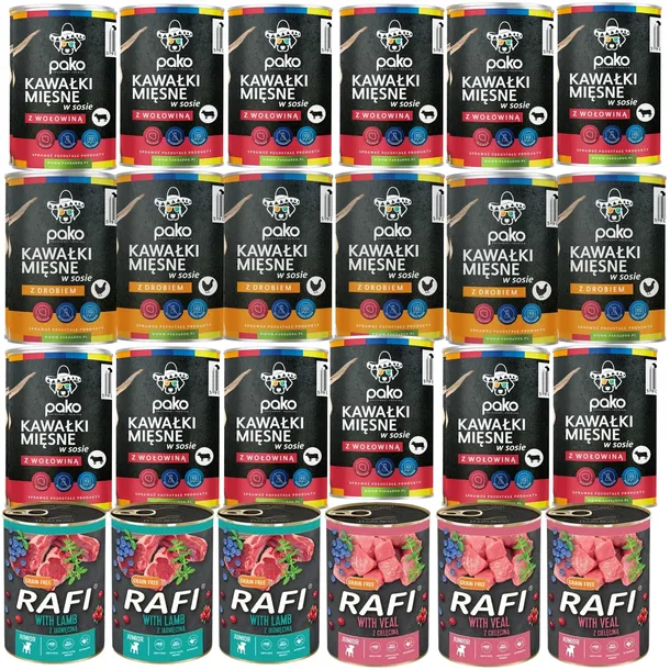 Karma mokra PSA mix PAKO + RAFI Junior 24 x 400g