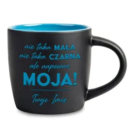 kubek-grawer-niebieski-mat-nie-taka-mala-nie-taka-czarna-imie-prezent