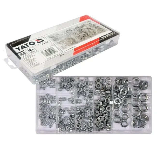 zestaw-nakretek-metrycznych-yato-yt06772-mix-300-sztuk-w-organizerze-stan-nowy-marka-yato