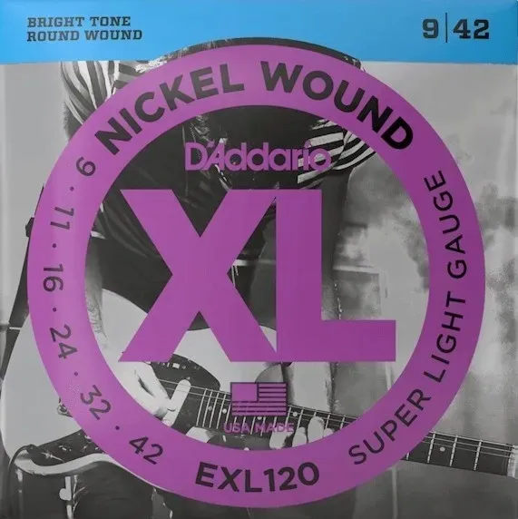 Struny do gitary elektrycznej Daddario XL NICKEL EXL120 9-42 SUPER LIGHT