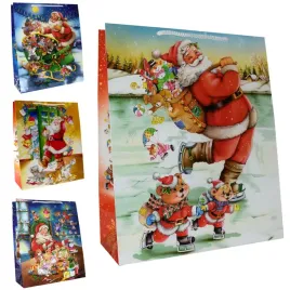 torebki-prezentowe-duze-a3-claus-boze-narodzenie-mikolaj-10x-mix-30x13x36cm