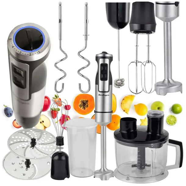 BLENDER RĘCZNY MAX1400W MIKSER ROBOT METALOWY TARKA SZATKOWNICA BERLINGER